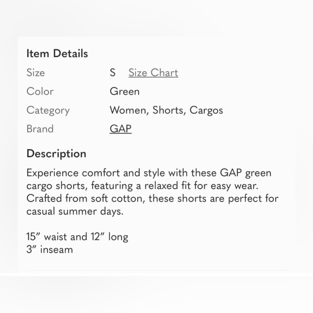 GAP Green Cargo Shorts - Picture 6 of 6